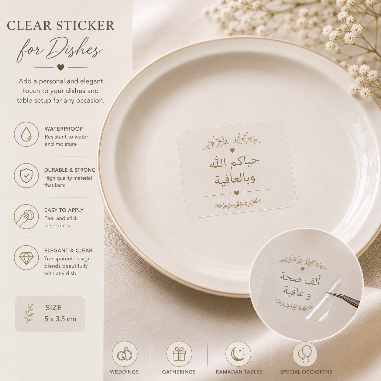 Clear sticker for Dishes